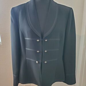 Tahari Arthur S Levine Petite Womens Blazer Jacket 14P Black Long Sleeve